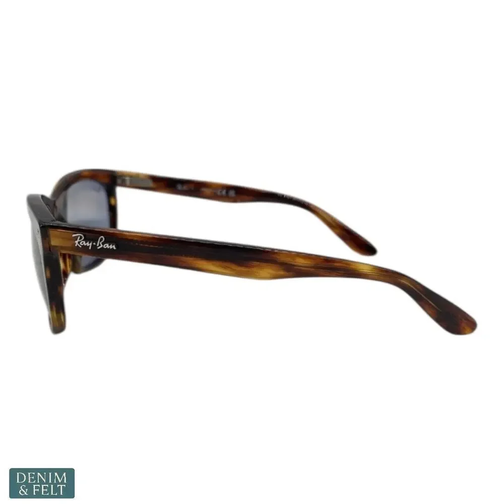 NEW Ray-Ban Unisex Balorette Striped Havana Pillow Frame Blue‎ Lens Sunglasses